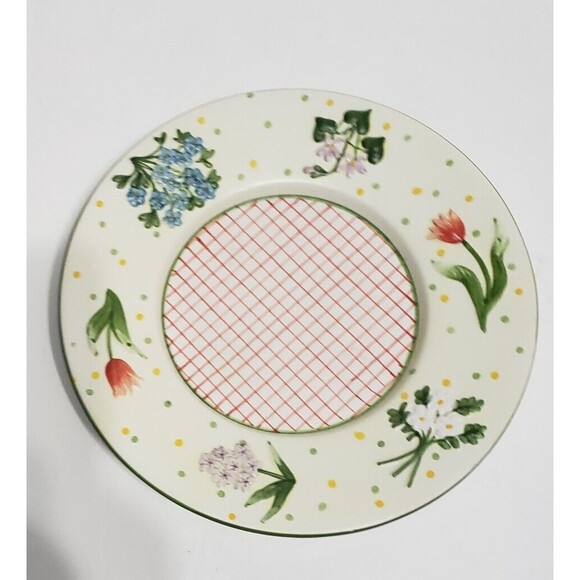 Yankee Candle Jar Plate Saucer Floral Garden 7.5" Diameter Cream Green - Picture 1 of 8